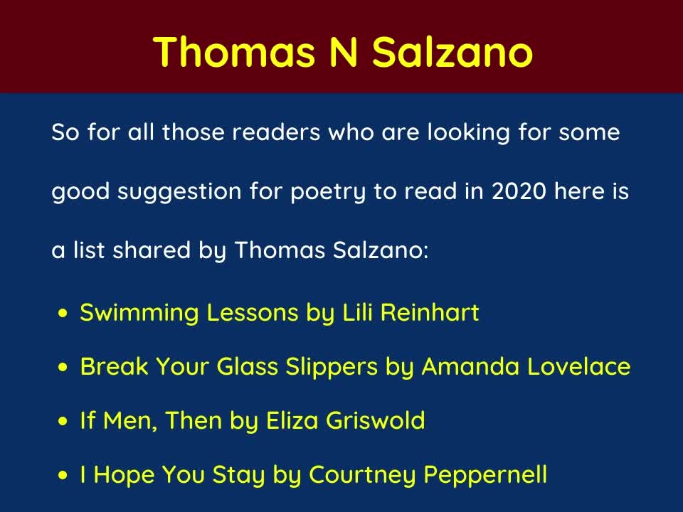 Thomas N Salzano - New Poetry Collection 2020