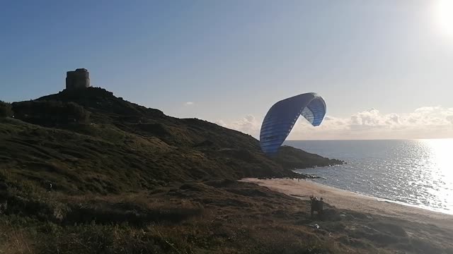 Beautiful sunset for paragliding