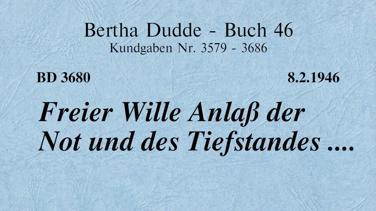 BD 3680 - FREIER WILLE ANLASS DER NOT UND DES TIEFSTANDES ....