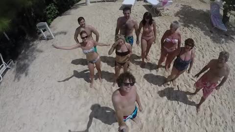 Gopro family beach run faceplant