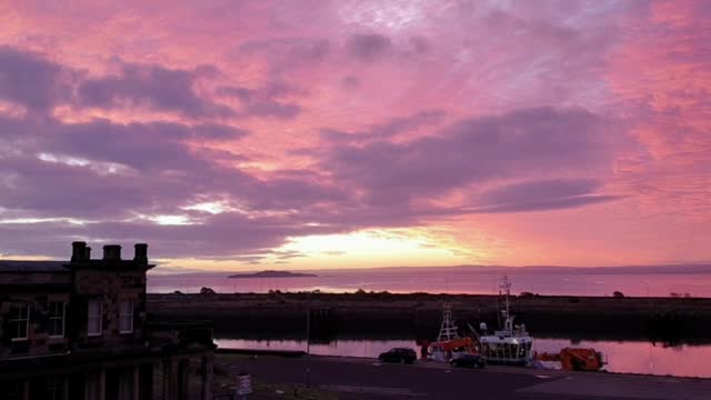 Spectacular sunrise over Firth of Forth