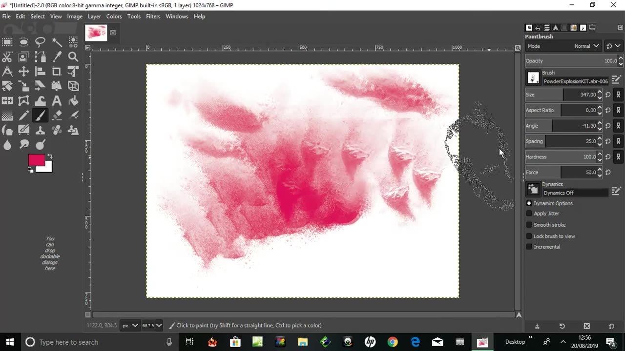 change brush size and angles of brushes on gimp 2.10