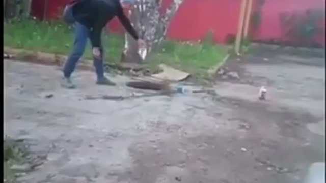 explosion, broke the asphalt and sidewalk