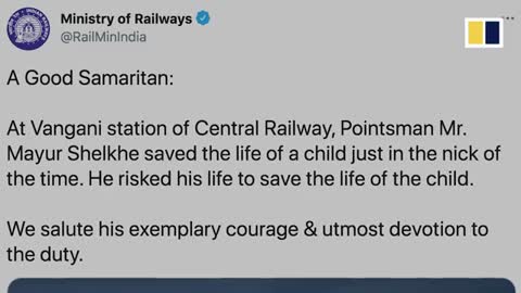 Heroic man saves child fallen on track from oncoming train