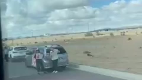 AMERICAN CONVOY ON ITS WAY OUT OF ADELANTO CALIFORNIA