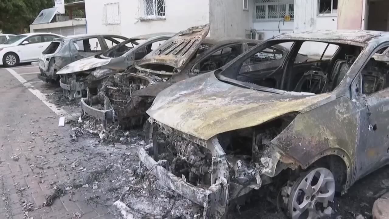 Aftermath of rocket attacks in Israel by Hamas