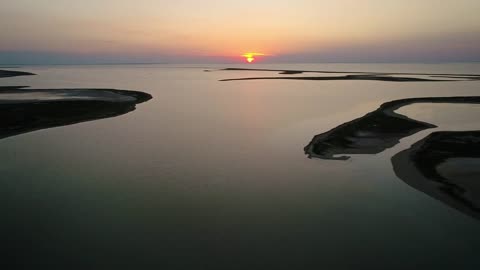 Huge Lagoon From Above In A Sunset