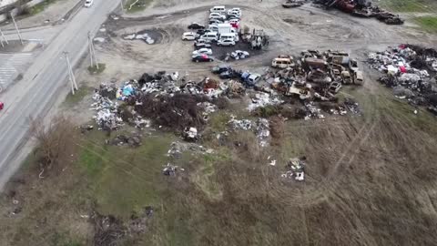 Another Staged Propaganda, car cemetery in Bucha