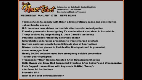 Wednesday, January 17, 2024 News Blast