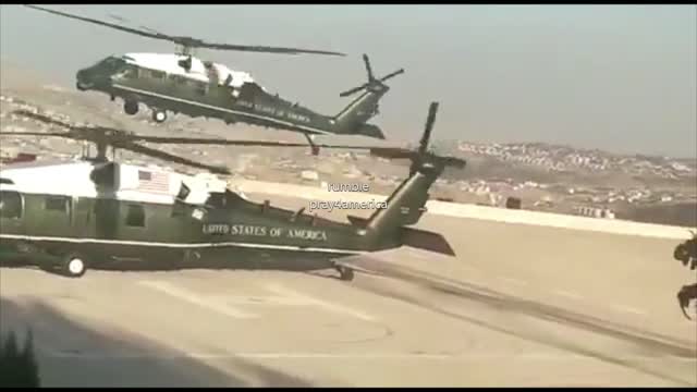 Military Helicopters & Marine One Prepare in Bethlehem today for Biden's Israel Visit