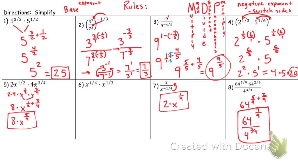 Properties of rational exponents