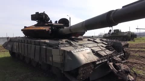 Repair of damaged equipment in the field. Russian military set up base in Ukraine