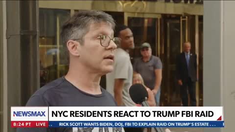 Leftist outside Trump Tower in support of FBI raid of Trump makes a fool of himself on Live TV