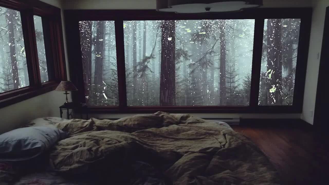 Relaxing Rain Sounds For Sleep - Heavy rain sounds in misty forest 1 hour