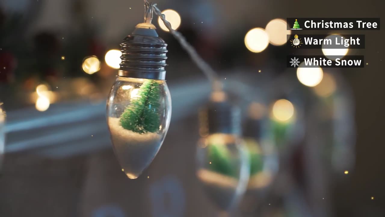 VVolf Christmas Tree Lights for Indoor, Snow Globe String Lights