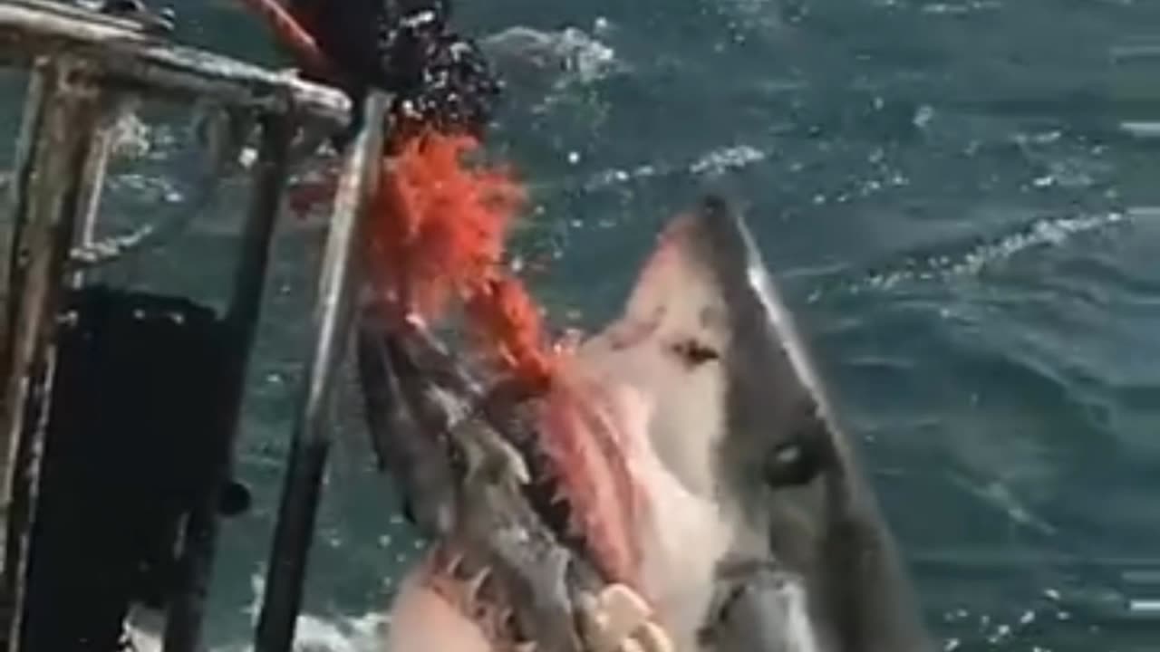 Big Great White Shark Comes Out Of Nowhere