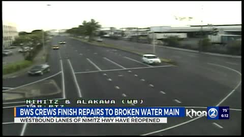 Iwilei water main break repaired, all lanes open