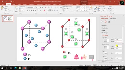 How to draw a schematic diagram of cubic unit cell using Microsoft PowerPoint