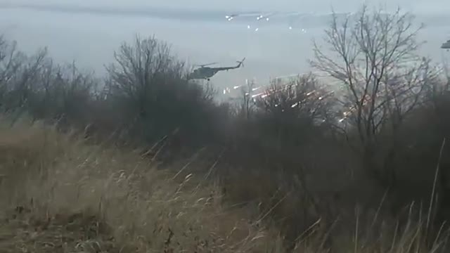 Another angle of the Air Assault On Hostomel. Ukrainian MANPADS being fired.
