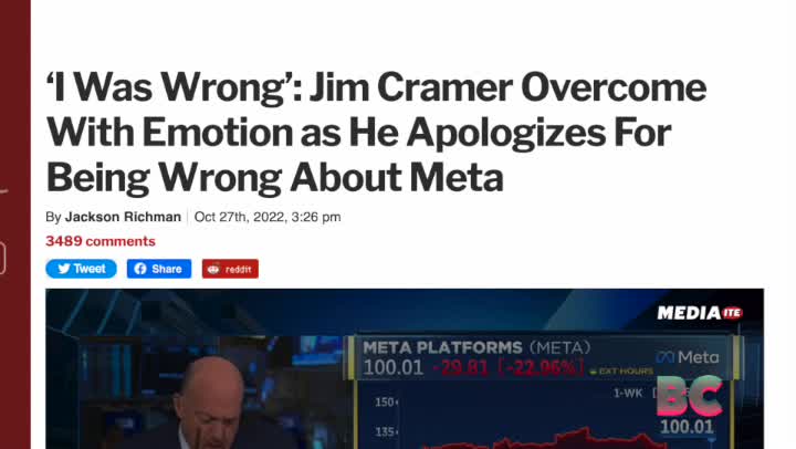 Jim Cramer Overcome With Emotion as He Apologizes For Being Wrong About Meta