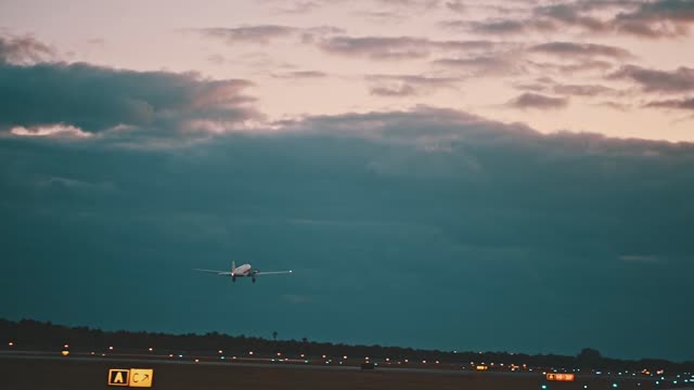 Successful takeoff with sunset