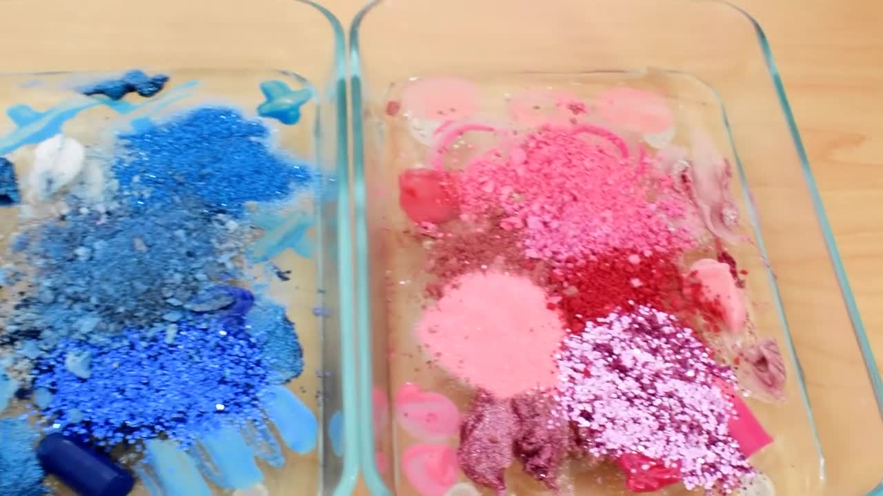 Mixing Makeup Eyeshadow Into Slime ! Blue vs Pink Special Series Part 16 Satisfy