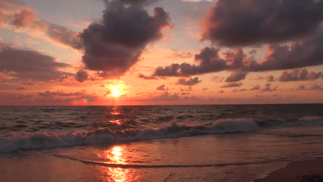 Beach Waves at Sunset time