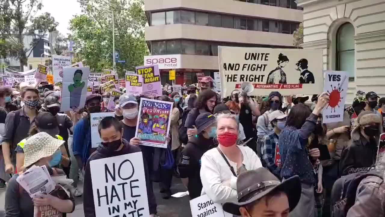 Protests for Freedom happening in Melbourne Australia Today against Mandates & restrictions