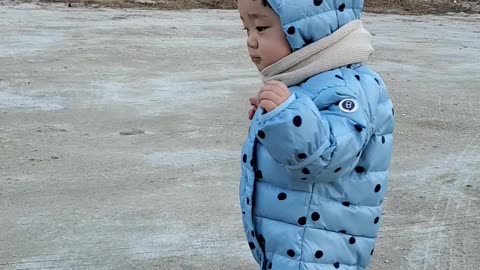 Baby walking first steps