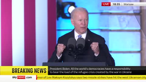 Joe Biden delivers an address in Warsaw, Poland