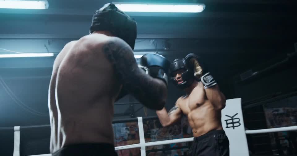 Two Boxers In A Sparring Match