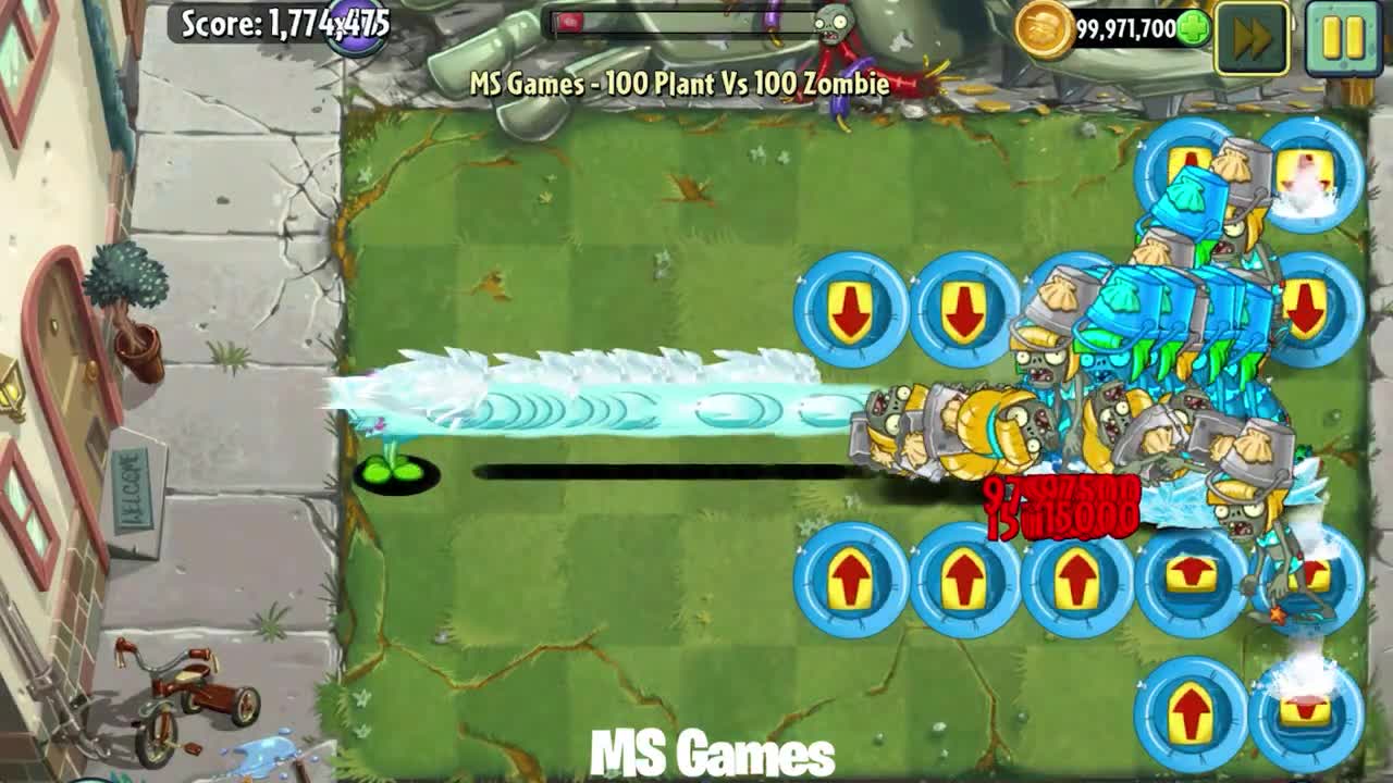PvZ 2 100 Plant vs 100 Zombie - Every Plant Level Middle Vs Bikini Buckethead Zombie