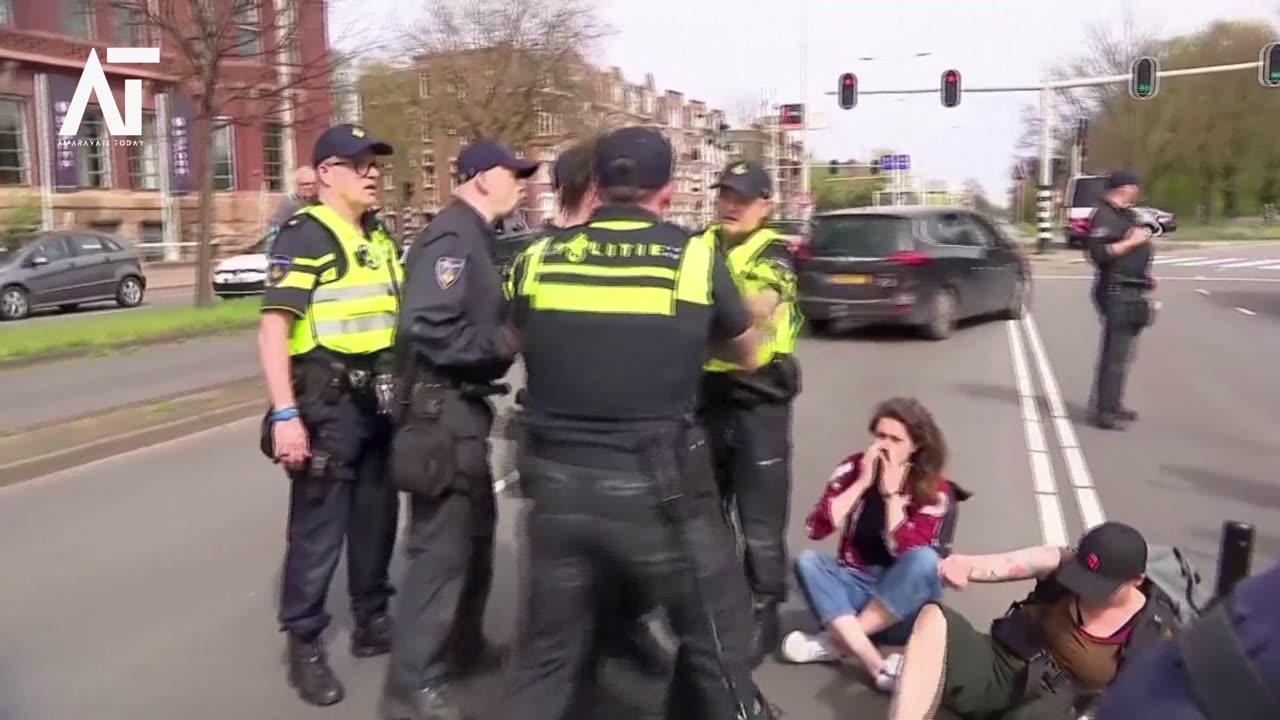 Climate activist Greta Thunberg was detained twice by police at a demonstration in The Hague