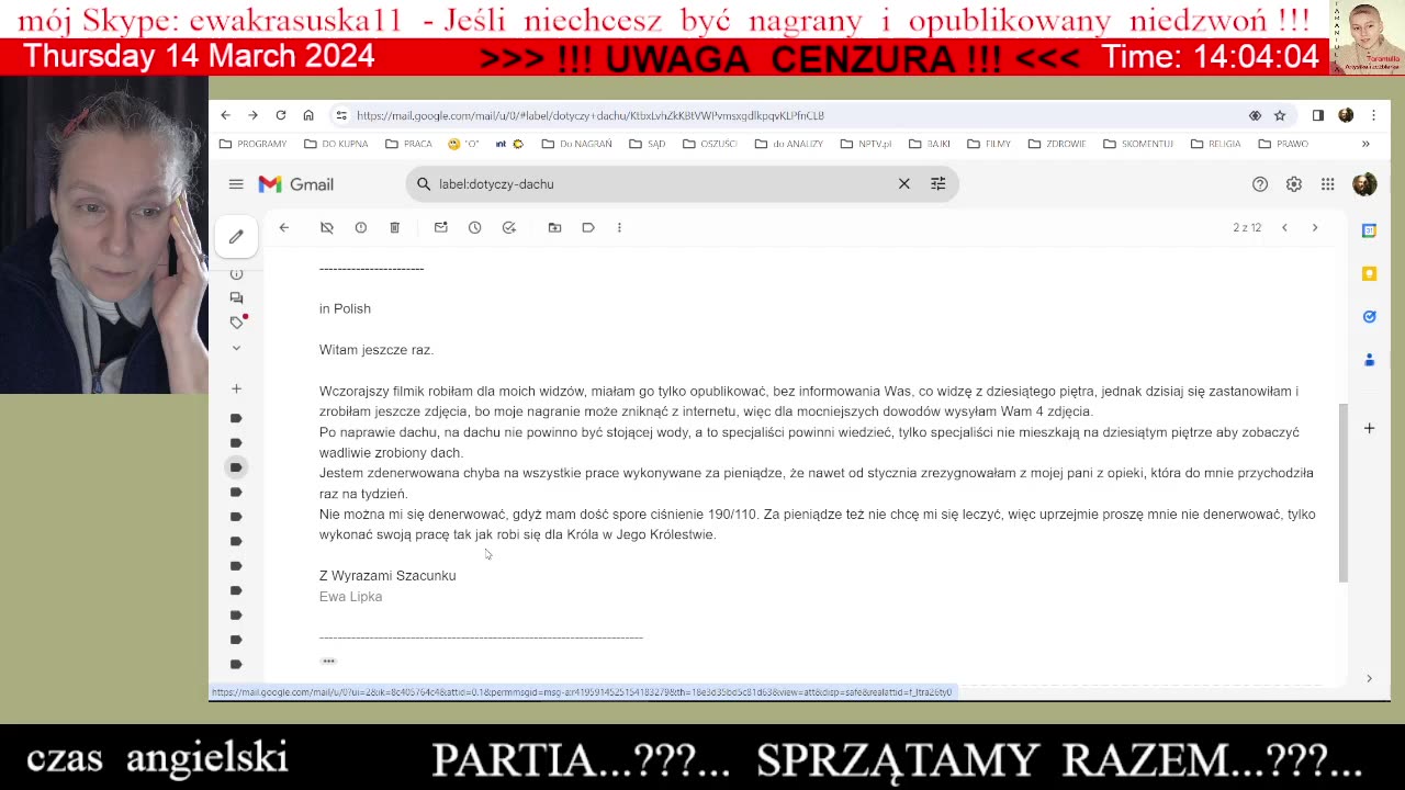 I jeszcze jedno pismo im wysłałam o wadliwie naprawionym dachu 👮♀️ - 14.03.2024 rok