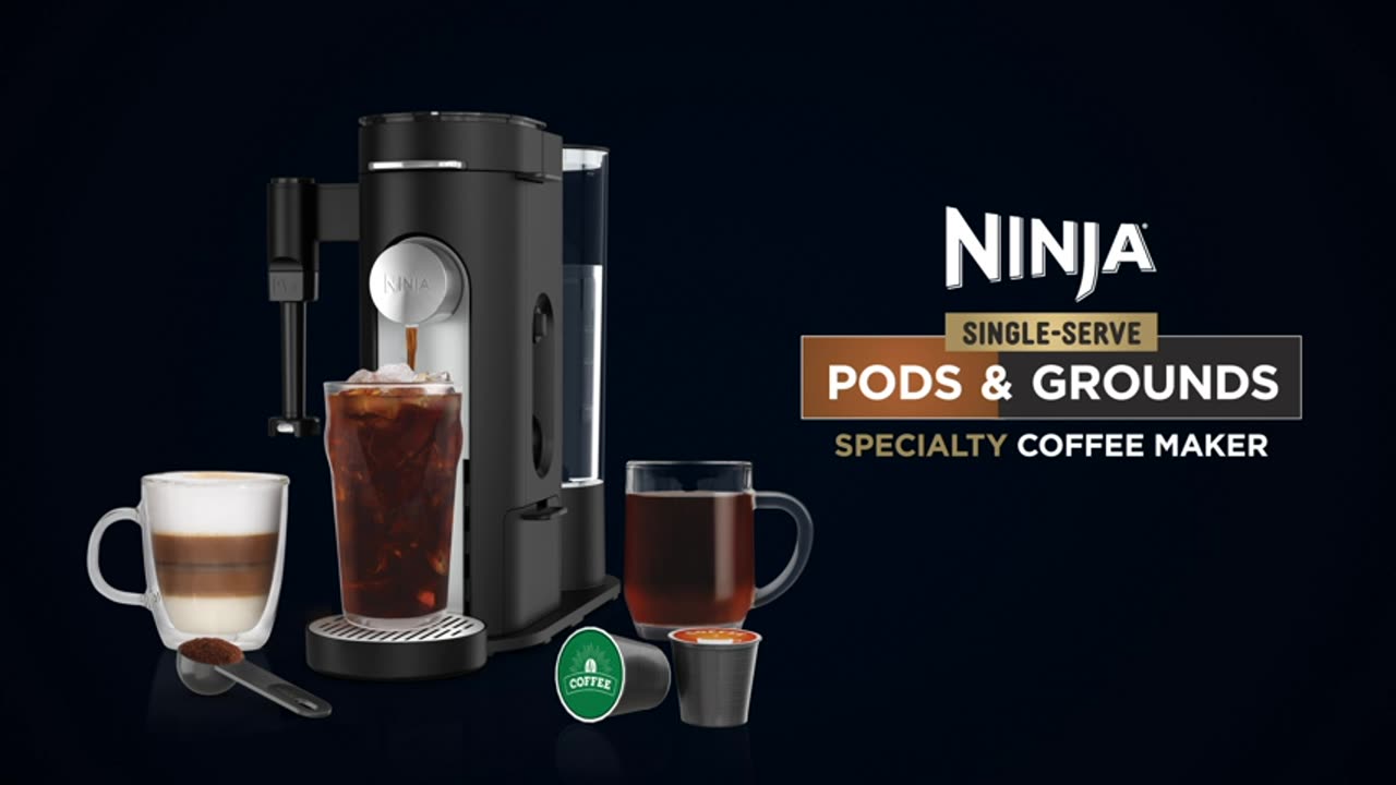 Ninja PB051 Pods & Grounds Single-Serve Coffee Maker, K-Cup Pod Compatible,Travel Mug Sizes