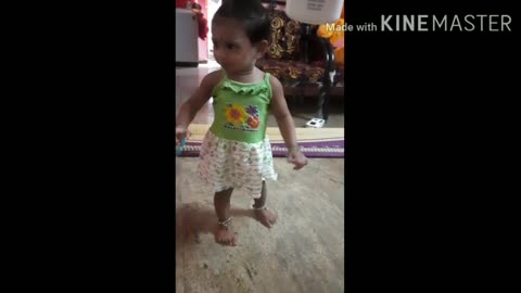 Cute baby first step with cute smile.