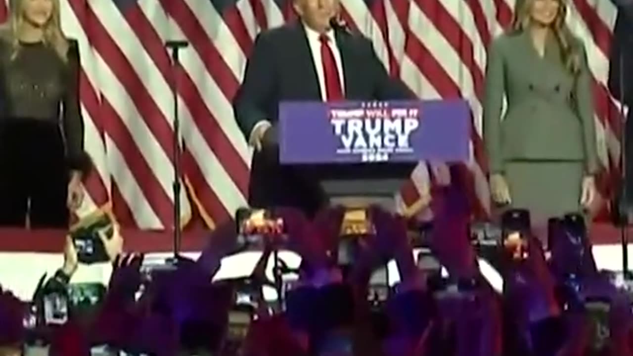 Moment crowd chants 'USA!' as Donald Trump declares victory