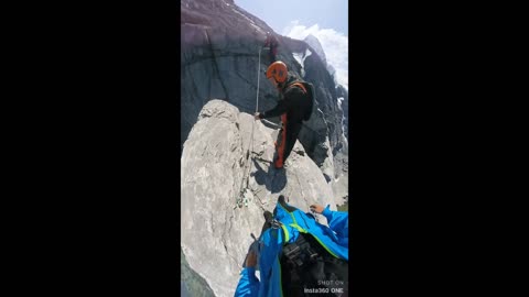 Base Jumping off Eiger Mountain, Switzerland