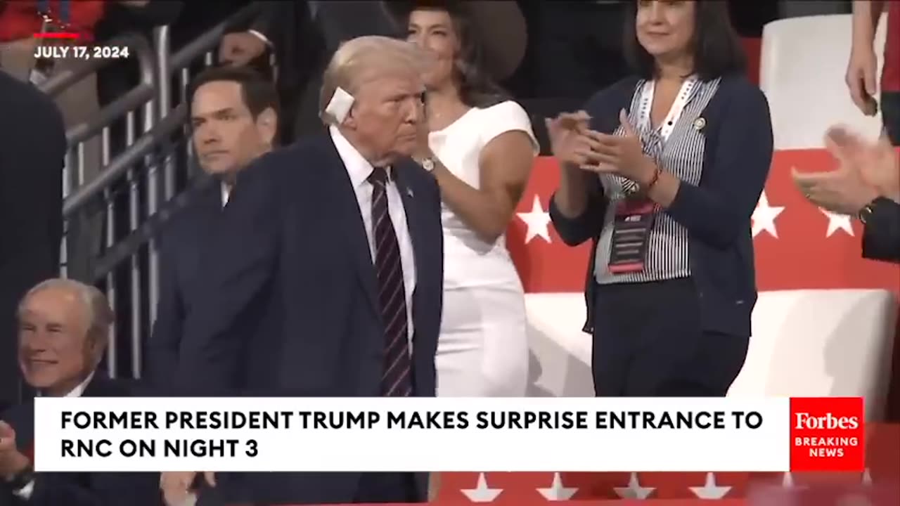 BREAKING NEWS- RNC Crowd Erupts In Applause As Trump Makes Surprise Appearance On Night 3