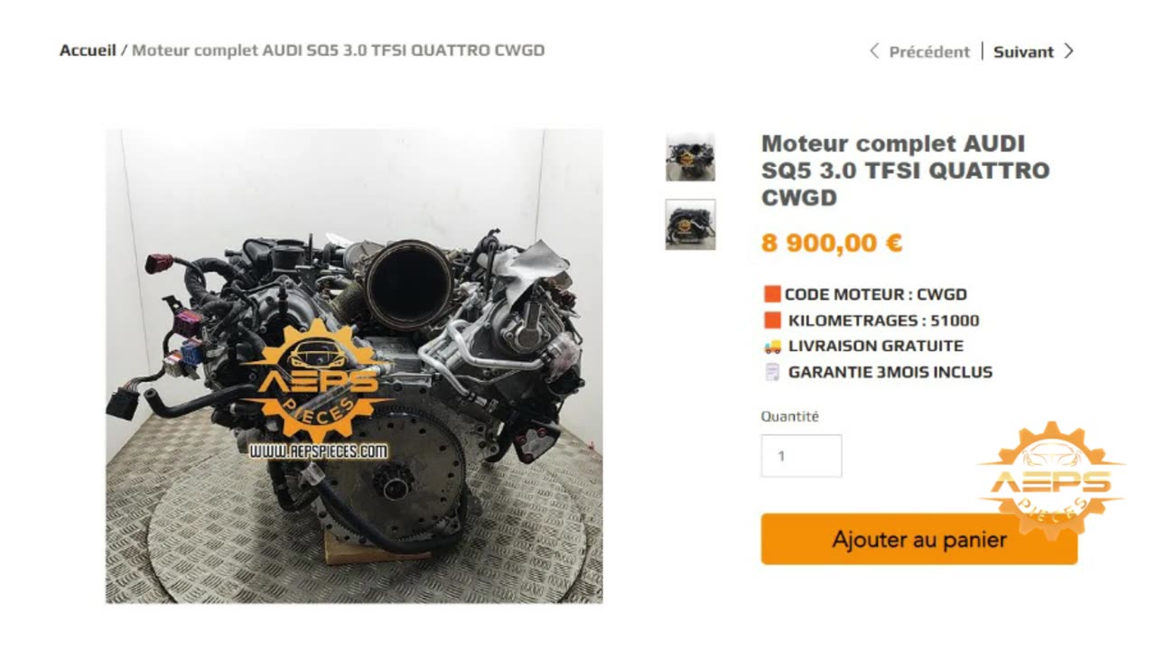 AEPSPIECES.COM - Moteur complet AUDI SQ5 3.0 TFSI QUATTRO CWGD