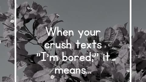 When your crush texts I'm bored, it means...