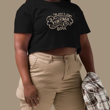 Shabti Women’s Vintage Soul Crop Top Tees🖤