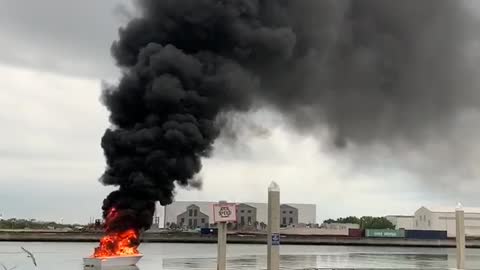 Boat Burns on the Water
