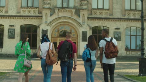 students walking in a university