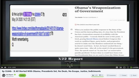 rumble - Obama's Weaponization of Government, worth remembering. Q