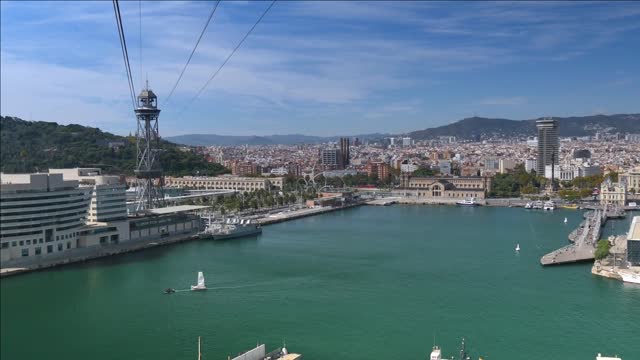 aerial barcelona cityscape in spain