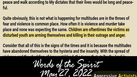 Words of the Spirit. May 27 2022