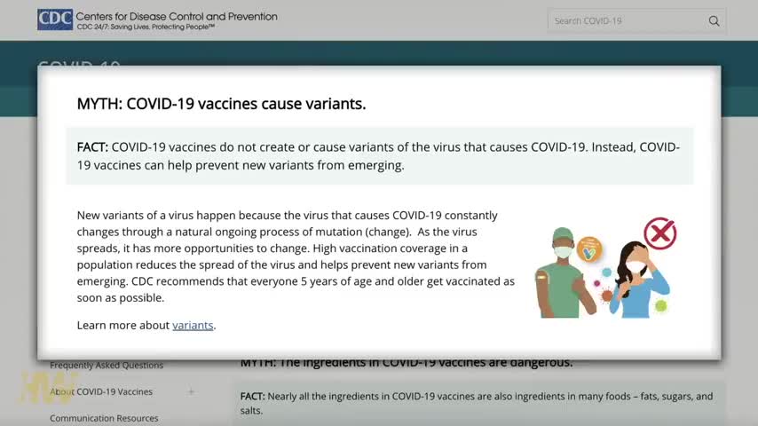 The Highwire have the CDC confirm they have no proof that the vaccines do not cause variants.