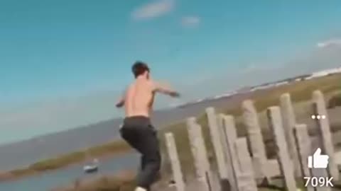 Pole jumping the fastest win the dangerous training