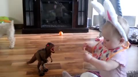 baby reaction: Baby scared of toys